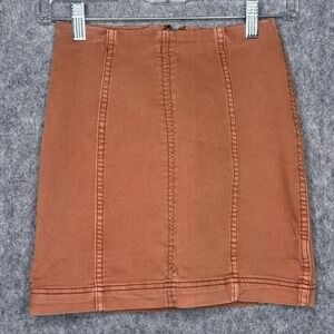 Free People Modern Femme Copper Denim Mini Skirt-‎ Sz 0